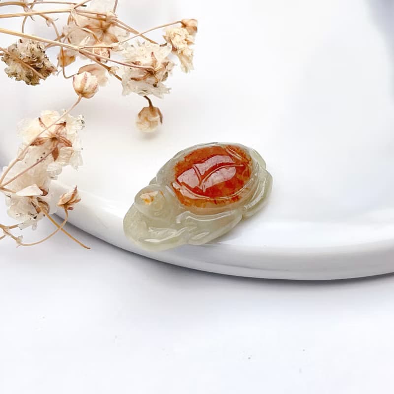 【吉祥‧長壽】冰飄紅翡翠烏龜擺飾 | 天然緬甸玉翡翠A貨 | 送禮