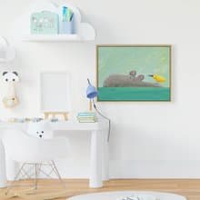 一起去游泳-臥房掛畫/動物/民宿/複製畫/兒童房/週歲禮品/親子風