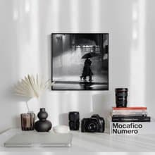 傘下儷人(方版) -雨天共撐傘黑白攝影/情人節禮物/告白/畫框雷雕