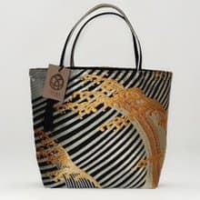 獨一無二真絲和服袋帶托特包, 日本手工刺繡升級改造包, 和風藝術