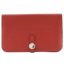 【日本直送】エルメス HERMES ドゴンGM 長財布 トリヨンクレマンス 赤  レディース【中古】