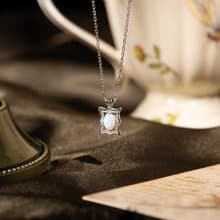 【Silent ECHO】窗曦微光 | 人造蛋白石 純銀項鍊 復古感飾品