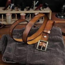 美式復古頭層牛皮皮帶 手工製作銅扣腰帶 簡約牛仔褲帶窄款 2.7cm