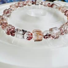 天然玻璃方糖方塊彩超七水晶5-5.5mm9.20g多礦三輪骨幹高頻水晶