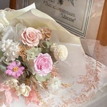 Flora Flower 乾燥永生花束—奶杏粉