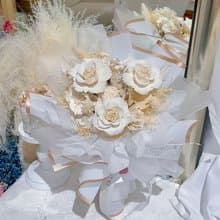 FengFlower 【不凋白玫瑰永生花束】不凋花/乾燥花/永生花/送禮