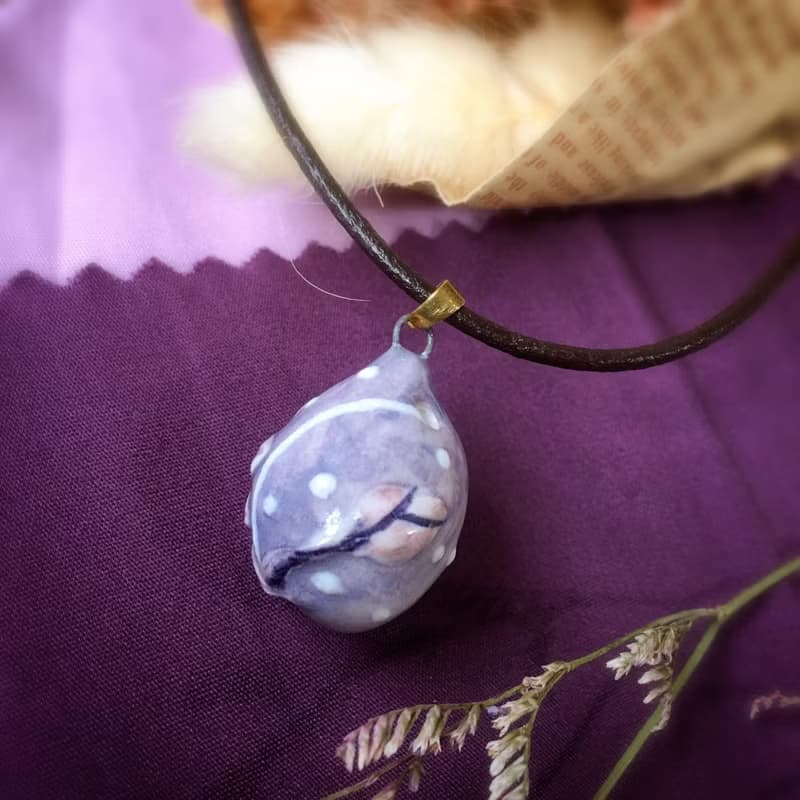 【擴香項鍊】香水精油項鍊-夢幻紫花|手作陶藝|香氛