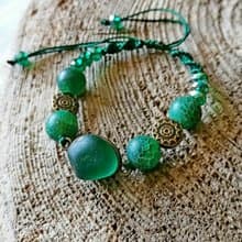 Teal sea glass bracelet.Sea glass jewelry.Handmade Birthday gift idea.Beach gift