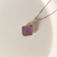紫玉髓糖塔吊墜 天然巴西糖包山紫色玉髓項鍊 純銀玉髓菱形吊墜