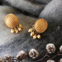 古董金色圓球流蘇夾式耳環   TRIFARI c955