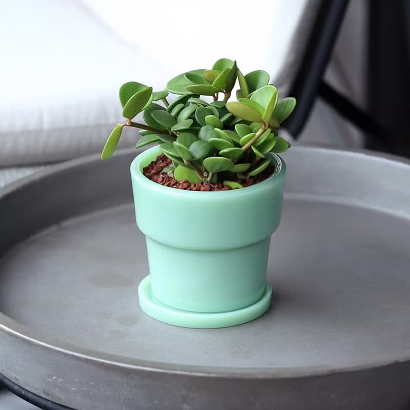 日本ideaco 復古風奶玉植栽盆器(直徑9cm)-小-多色可選