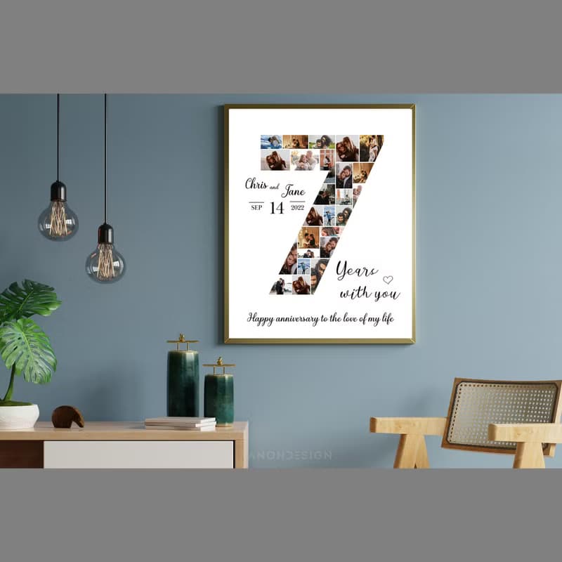 【數位】0-9 Number Photo collage Editable Canva Template, Anniversary Gift, Birthday