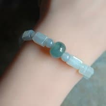 天然緬甸翡翠冰藍算盤珠 冰透繩方形珠 手串手鍊