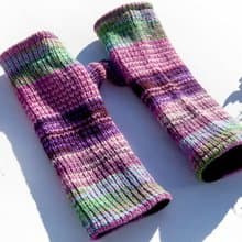 手織純羊毛針織手套/露趾手套/內刷毛手套/保暖手套-北歐水果茶色