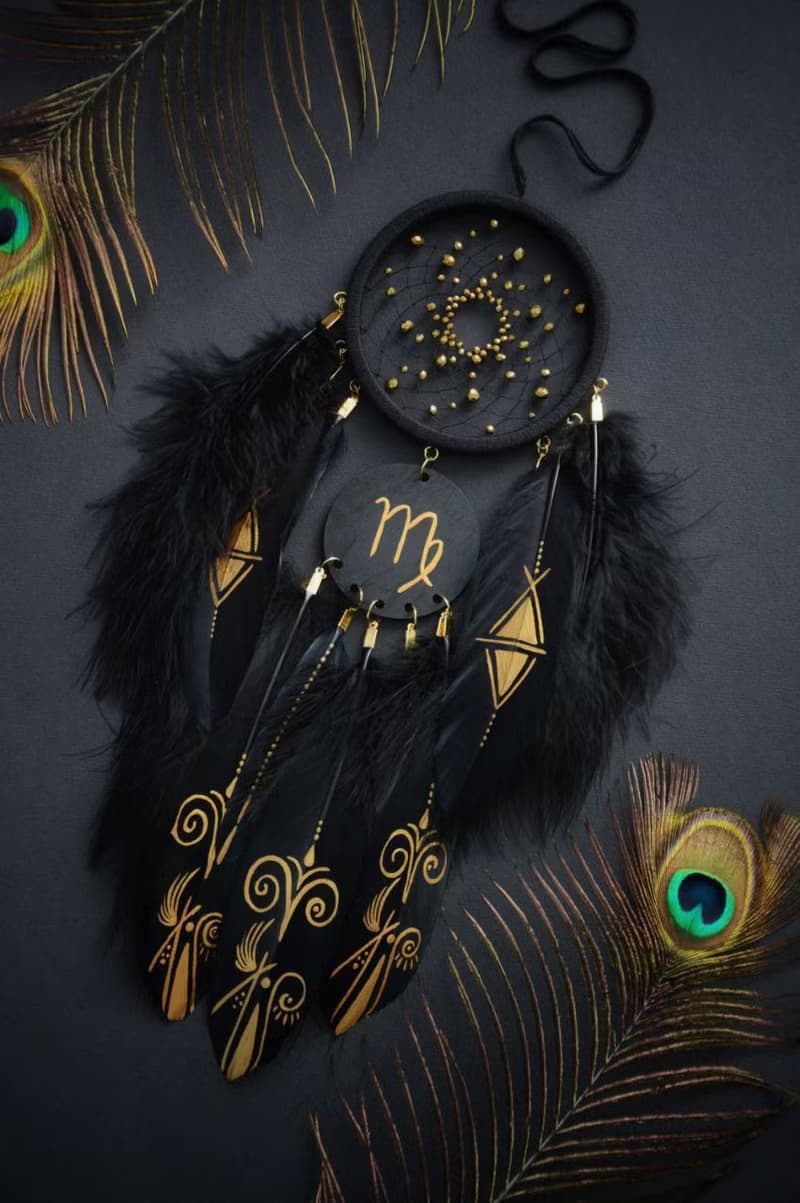 Black zodiac dream catcher zodiac sign Scorpio November girl man astrology gifts