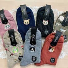 母の日にも_nyaigs猫刺繍ナチュラルカラー靴下7足セット