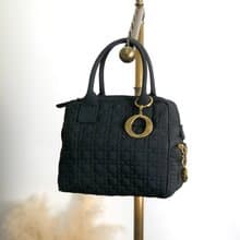 【 日本直送　名牌中古包 】Christian Dior クリスチャン ディオール ハンドバッグ ブラック チャーム ナイロン vintage  bir6d3