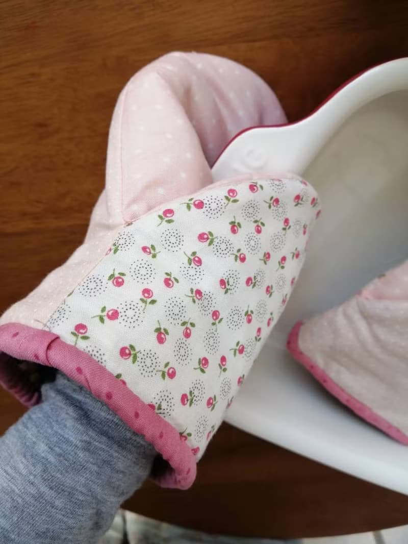 淺粉小碎花款隔熱手套