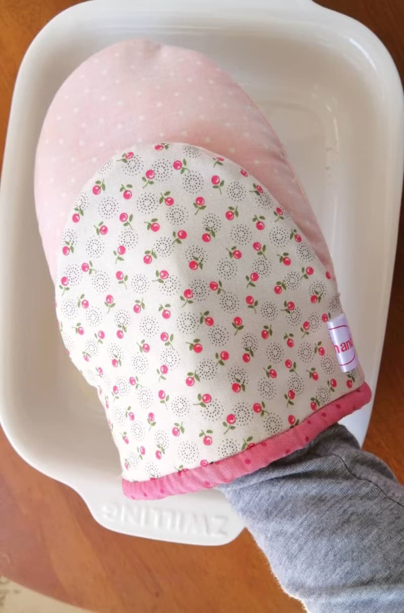 淺粉小碎花款隔熱手套