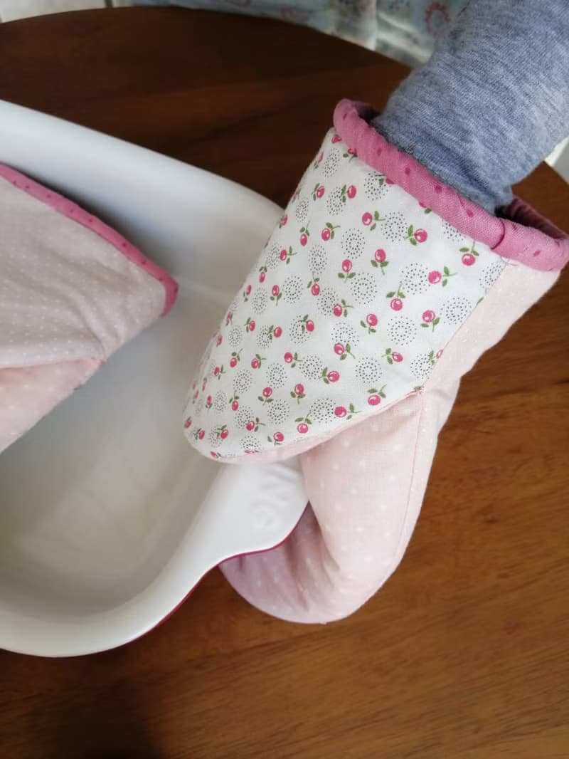 淺粉小碎花款隔熱手套