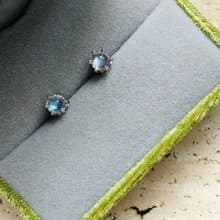 ITS-E119【純銀耳環・月光石・Moonstone】純銀耳釘耳環。