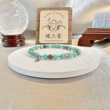 山靜之心 綠蒙古綠松・茶晶・純銀手鍊 金牛座星座設計