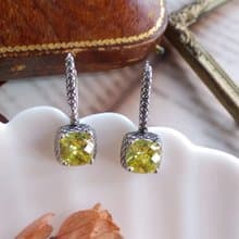 Vintage Jewelry 西洋古董飾品 銀色調 簡約個性 方鑽 針式耳環