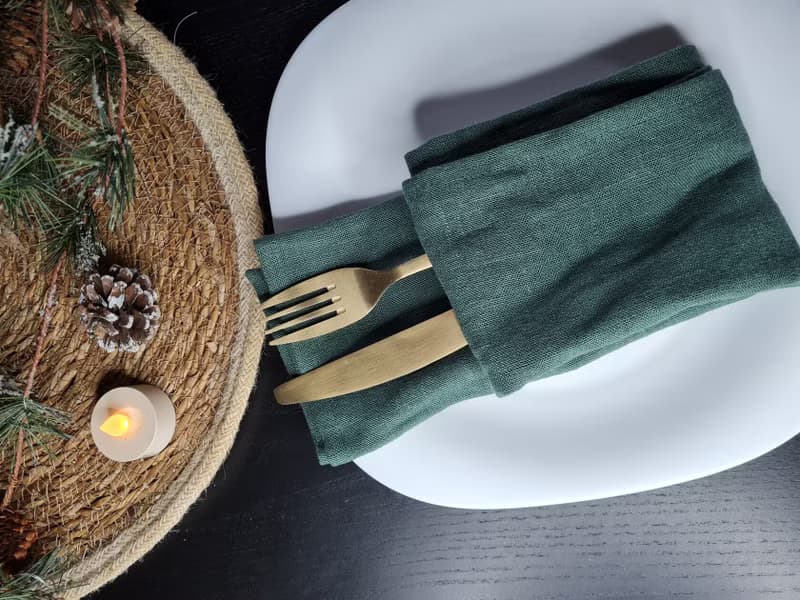 Green Napkins Gift Set / Christmas Kitchen Towels / Lunar New Year Decor