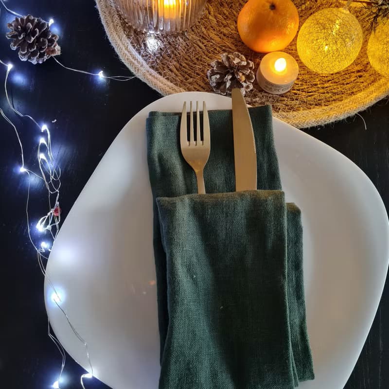Green Napkins Gift Set / Christmas Kitchen Towels / Lunar New Year Decor