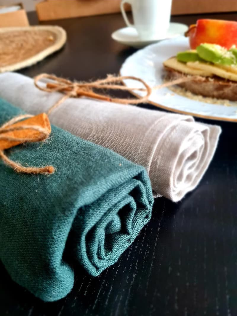 Green Napkins Gift Set / Christmas Kitchen Towels / Lunar New Year Decor