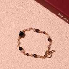 開到荼靡花事了。銀曜石方糖 黑髮晶 月光石 14K包金 水晶手鍊