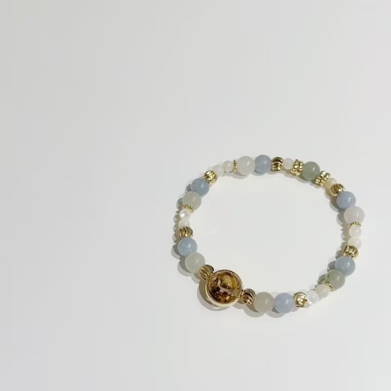 Mimis設計款 藍霧光 胎毛水晶手鍊