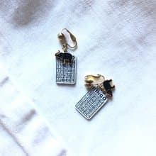 Vintage Elephant Bingo Card Gold Clip On Earrings