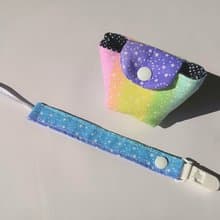 奶嘴夾 奶嘴收納袋 組合 星空彩虹/B