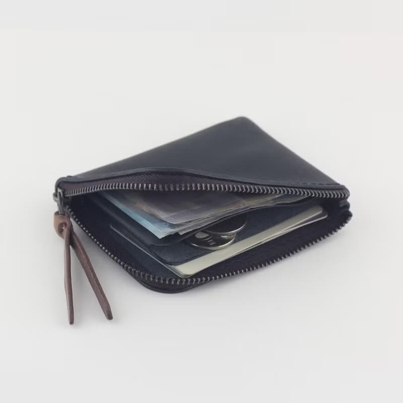 薄型拉鍊短夾 - 深海藍