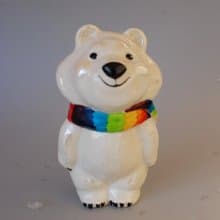 Polar bear porcelain figurine rainbow scarf cute animals ceramic figurine