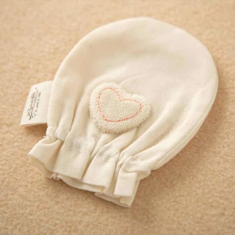 【日本Amorosa Mamma有機棉】嬰兒棉紗/紗布手套 貼布繡小兔