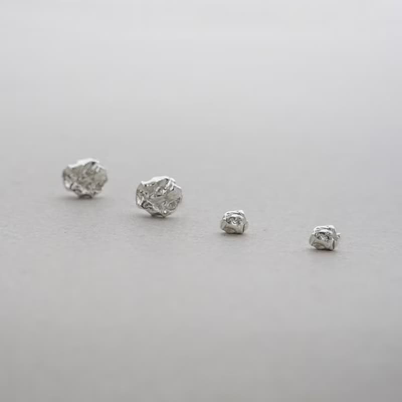 Stone | 極簡日常 岩石純銀耳釘