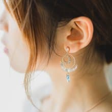 月光夢語 藍水晶垂墜耳環耳夾 夢幻日系