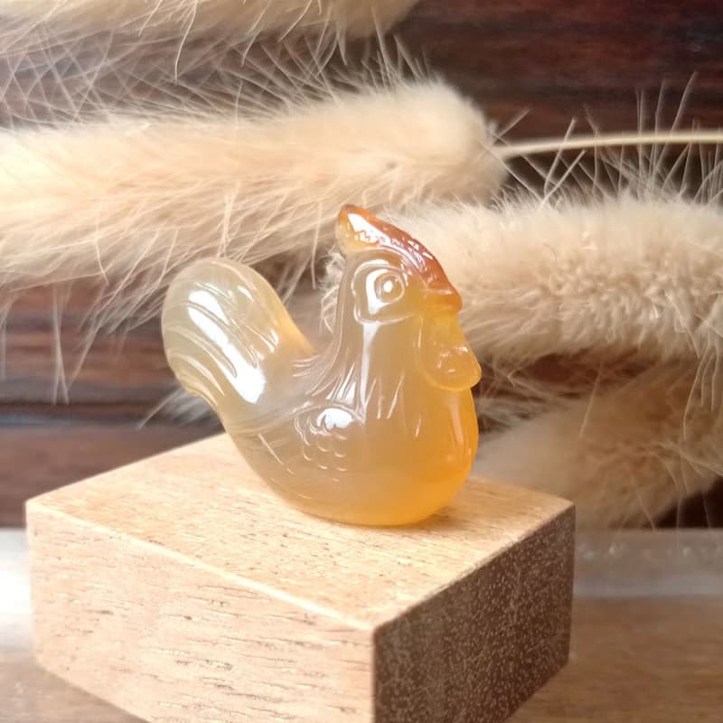 小雕件 小品生肖-公雞 紅玉髓