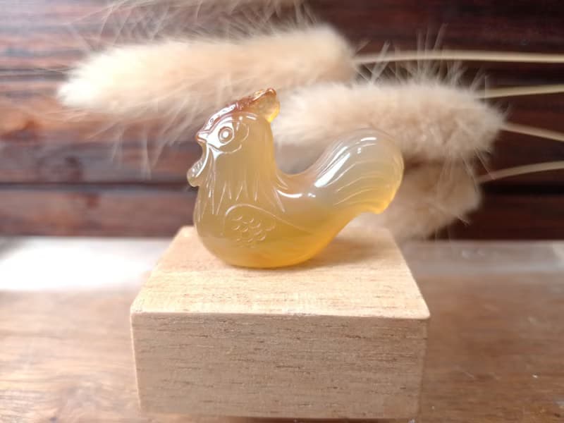 小雕件 小品生肖-公雞 紅玉髓