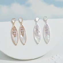 夏葉珍珠母貝鋯石耳環I 海洋風