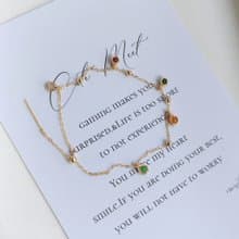 原創設計天然彩色翡翠手鍊 特製調色盤翡翠小墜飾 14KGF手鍊