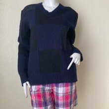 MARC JACOBS Sweater Wool knit Navy x Black Size L Made in Italy
