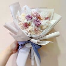 煙燻奶茶永生玫瑰花束 畢業花束 附提袋 小卡