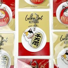 招財貓/達摩貓咪_造型壓克力鑰匙圈