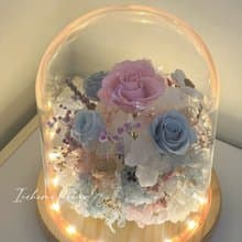夜燈款永生玻璃罩鐘花 玻璃罩 大款 永生花 生日禮物 情人節禮物