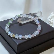 【嚴選】玻璃體藍月光石 彩虹糖果碧璽 水晶手鍊