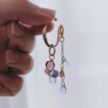 ガラスの紫陽花　イヤーカフ　大ぶりフラワーイヤーカフ　紫陽花　フラワー　お花　パープル