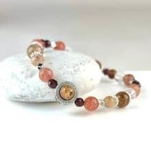 幽靈水晶 兔毛水晶 金太陽 彩髮晶 紅石榴天然水晶手鍊/加強信念